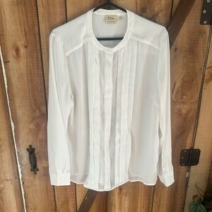 Elie. Elie Tahari White Tuxedo Pleated Blouse Long Sleeves Size XL